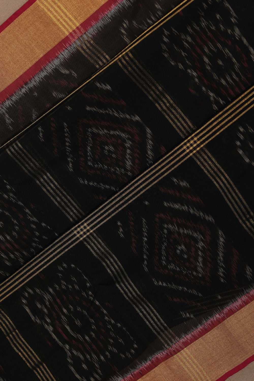 Image of Ikat Cotton-Silk Black Saree